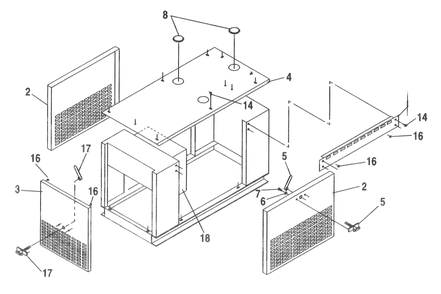 Part Location Diagram of 97431 Generac Enclosure Door