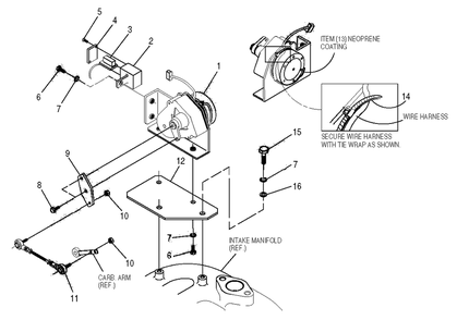 Governor Assembly Diagram and Parts List for 0044741 (3580728 - 3694588)(2014) Generac Generator