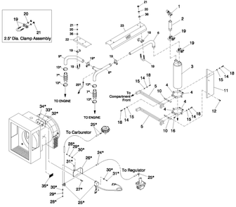 Exhaust Diagram and Parts List for 0047490 (3650293 - 3651545)(2002) Generac Generator
