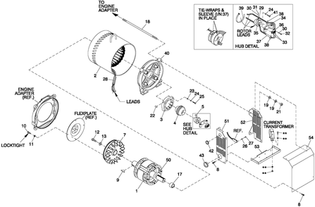 Cpl Alternator Brushless 70kw 4-Pole Diagram and Parts List for HT07068AVAX (8338617)(2013) Generac Generator