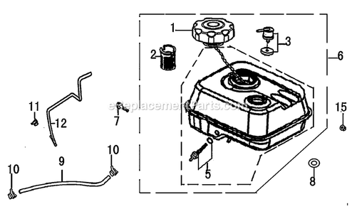 Fuel Tank Diagram and Parts List for 006412R0 (8107383)(2015) Generac Generator
