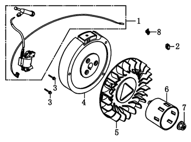 Flywheel Diagram and Parts List for G0066740 (8991101A - 9449953A)(2016) Generac Generator