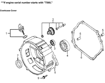 Crankcase Cover 2 Diagram and Parts List for 005939-2  Generac Generator
