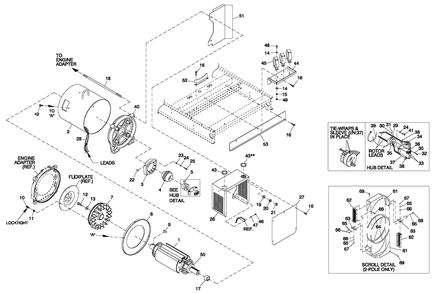 Cpl Alternator Brushless 80, 100&150kw 2-Pole Diagram and Parts List for CT15068ANSN (1507V23117)(2007) Generac Generator