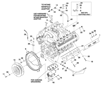 Engine Common Parts R/H Side Diagram and Parts List for ET15068AVAY (5955880)(2010) Generac Generator