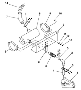 Muffler Diagram and Parts List for 0044741 (3580728 - 3694588)(2014) Generac Generator