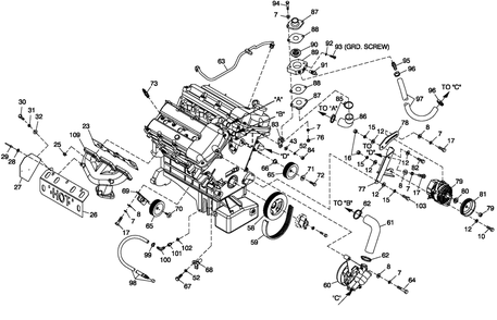 Engine Common Parts 3.0l G14 Diagram and Parts List for BT06030AVSN (4107V24954 - 5207V25933)(2007) Generac Generator