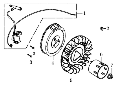 Flywheel And Ignition 1 Diagram and Parts List for 0069310 (9999124 - 10041326)(2015) Generac Generator