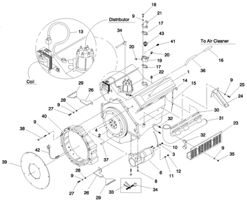 Engine Diagram and Parts List for 0047490 (3650293 - 3651545)(2002) Generac Generator
