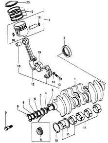 Crankshaft And Piston Assembly Diagram and Parts List for 6962-4  Generac Welder