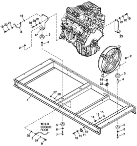 Mounting Base Diagram and Parts List for 0055991 (6175130 - 6175133)(2010) Generac Generator