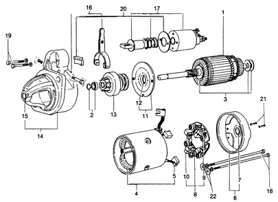 Starter Motor Diagram and Parts List for 1010-A  Generac Welder