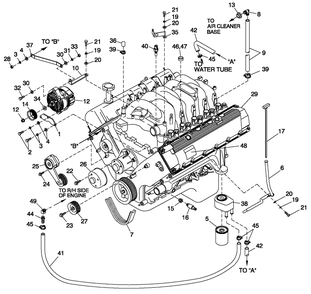 Engine Common Parts L/H Side Diagram and Parts List for QT15068ANSN (4294860 - 4348804)(2006) Generac Generator