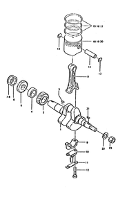 Crankshaft And Piston Diagram and Parts List for 6897-5  Generac Generator