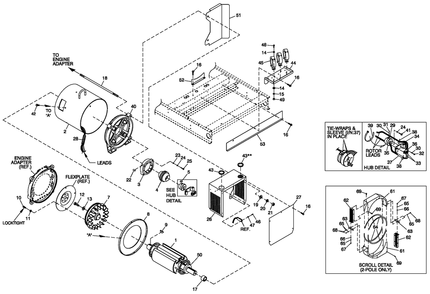 Cpl Alternator Brushless 80, 100 And 150kw 2-Pole Diagram and Parts List for BT10054ANSN (4106V20159)(2006) Generac Generator