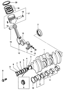 Crankshaft And Piston Diagram and Parts List for 1009-C  Generac Welder