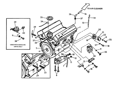 Engine Common Parts Diagram and Parts List for 9303-1  Generac Generator