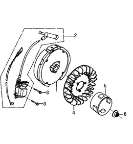 Flywheel Diagram and Parts List for 006023-0  Generac Pressure Washer