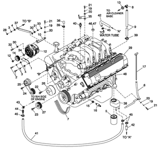 Engine Common Parts L/H Side Emissions Diagram and Parts List for ET15068AVAY (5955880)(2010) Generac Generator