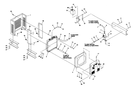 Radiator (25 Kw) Diagram and Parts List for 4188-1  Generac Generator