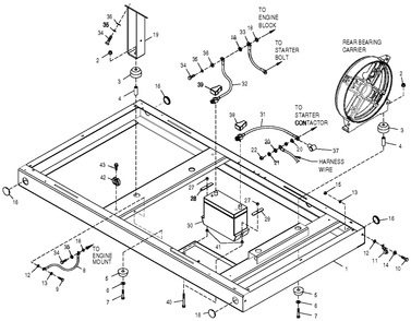 Mounting Base Diagram and Parts List for 0049930 (3804746 - 3990828)(2004) Generac Generator