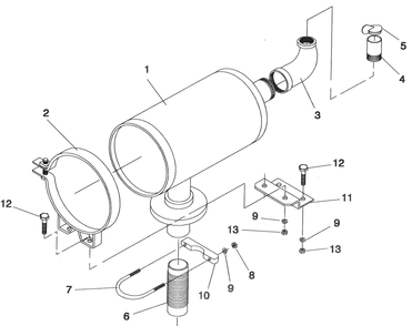 Muffler Diagram and Parts List for 0008700 (3043560)(2014) Generac Generator