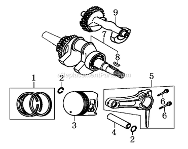 Crankshaft And Piston Diagram and Parts List for 0062190 (7195169A - 7195528A)(2012) Generac Generator