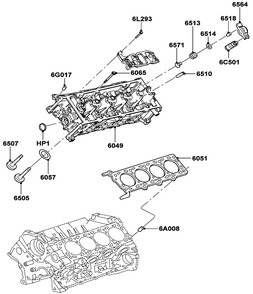 5.4l Gas Engine Cylinder Head Diagram and Parts List for QT08054ANSNA (5981037 - 5981038)(2010) Generac Generator