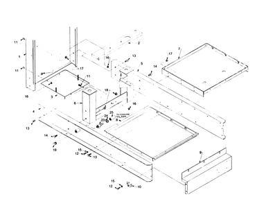 Mounting Base Diagram and Parts List for 1008-D  Generac Welder
