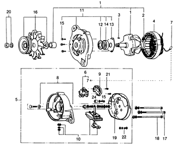 Engine Alternator Diagram and Parts List for 1010-A  Generac Welder