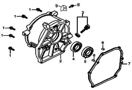 Crankcase Cover Diagram and Parts List for LP3250 (7562443A - 7673224A)(2012) Generac Generator