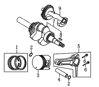 Crankshaft Piston And Connecting Rod Diagram and Parts List for 0060372 (7696193A - 8975940A)(2014) Generac Generator