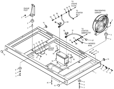 Mounting Base Diagram and Parts List for 0049482 (3997146 - 4047243)(2004) Generac Generator