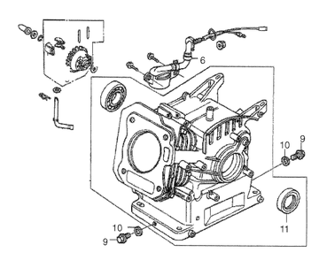 Crankcase Diagram and Parts List for 0057890 (7118013D - 7945934D)(2013) Generac Generator