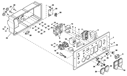 Part Location Diagram of 0J2411 Generac Overlay Control Panel Xp8
