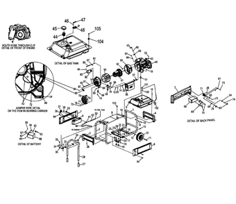 Frame Assembly Diagram and Parts List for 005747-1  Generac Generator