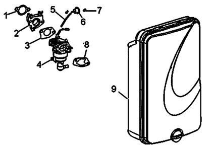 Carburetor And Air Cleaner Diagram and Parts List for G0066740 (8991101A - 9449953A)(2016) Generac Generator