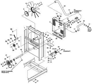 C2 Cooling Sytem And Fan Drive Diagram and Parts List for QT04524AVSY (4775741 - 4811844)(2007) Generac Generator