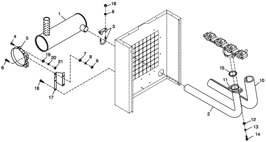 Ev Exhaust Muffler Diagram and Parts List for 0050280 (3960659)(2004) Generac Generator