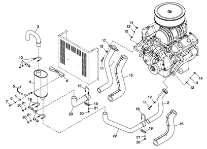 Muffler 3.9l 40kw Cpl Exhaust C2 Diagram and Parts List for 0052220 (4342931 - 5326657)(2014) Generac Generator