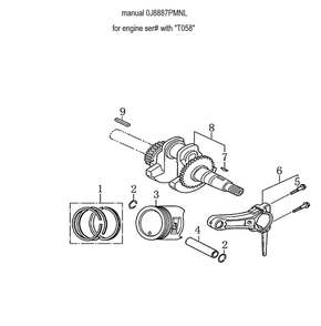 Crankshaft And Piston Diagram and Parts List for 006022-0  Generac Pressure Washer