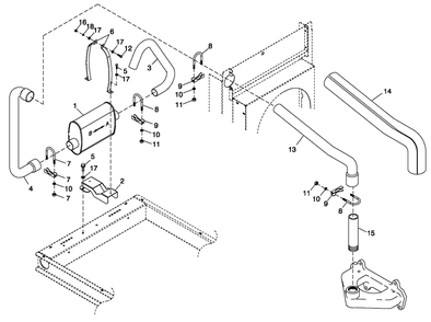 Exhaust System Diagram and Parts List for 0052110 (4281087 - 4303052)(2005) Generac Generator