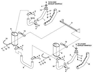 Muffler 5.4l/6.8l Cpl Exhaust C3 O/S Diagram and Parts List for QT07068ANANA (5217447)(2008) Generac Generator