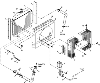 Radiator Diagram and Parts List for 0049481 (3783626 - 3915123)(2004) Generac Generator
