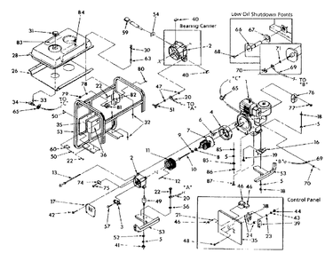 Generator Replacement Parts (10/95) Diagram and Parts List for 3W741B (9580-1)(9580-1) Generac Generator