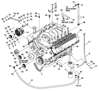 Engine Common Parts L/H Side Emissions Diagram and Parts List for QT10068KNSY (5305008)(2009) Generac Generator