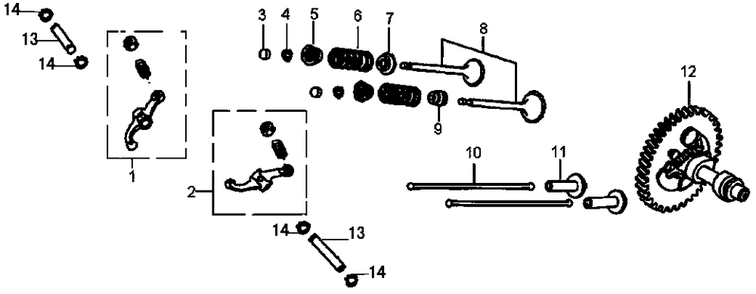 Rocker And Camshaft 2 Diagram and Parts List for 0064260 (7654562A - 7654563A)(2012) Generac Generator