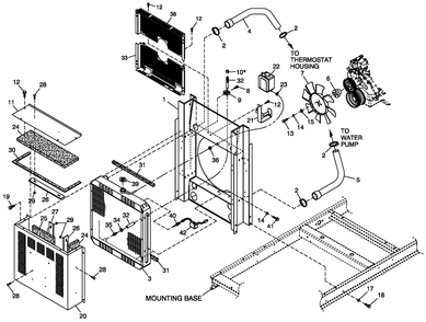 C2 Cooling System And Fan Drive Diagram and Parts List for QT03030ANSN (4112922 - 4204166)(2005) Generac Generator