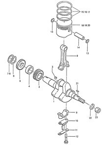 Crank Shaft And Piston Diagram and Parts List for 6894-1  Generac Generator