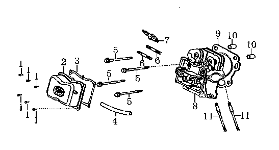 Cylinder head Diagram and Parts List for 006673-0  Generac Generator